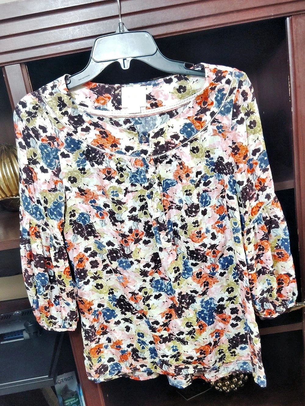 Maeve Floral Blouse in Pink & Blue Size 4